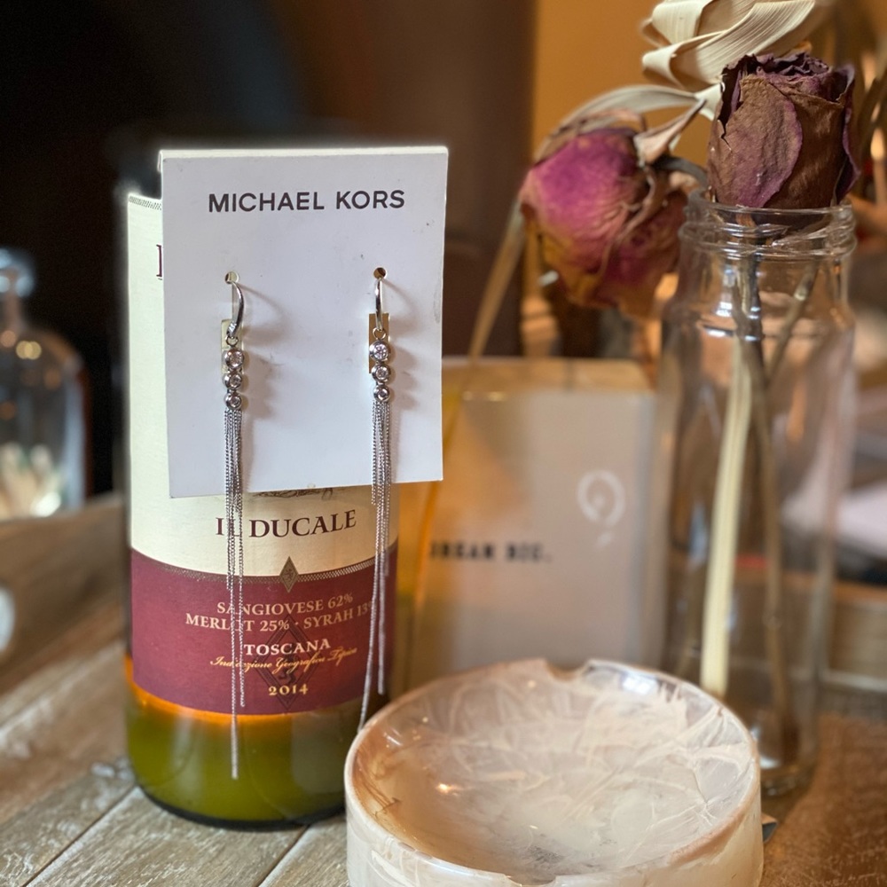 MICHAEL KORS- silver & crystal earrings